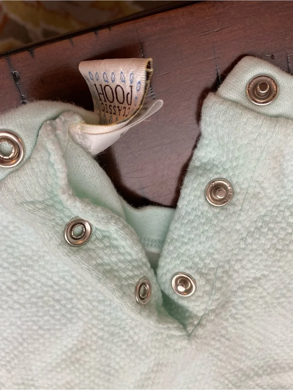 Vintage Classic Pooh Mint Green & White Teddy Bear Bubble Romper 9 Months